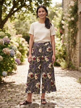 Norton McNaughton Vintage Floral Wide-Leg Culottes / Pants Size 12